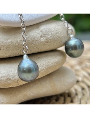 prix perles bleues en boucles d'oreilles pendantes perles de culture de Tahiti bijou tahitien