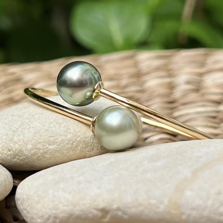 perles de Tahiti en bracelet en or 750 - bijou toi et moi pour femme