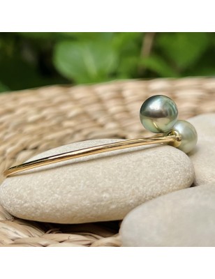 you and I gold bracelet with big tahitian pearls price - perla Tahiti