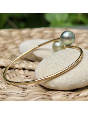 you and I gold bracelet with big tahitian pearls price - perla Tahiti