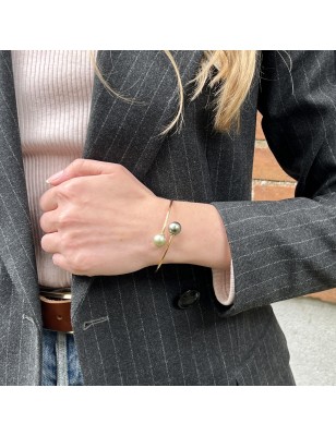 you and I gold bracelet with big tahitian pearls price - perla Tahiti