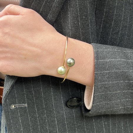 Omahi - Pulsera Oro Amarillo 18 Quilates - Verde Agua y Tilo