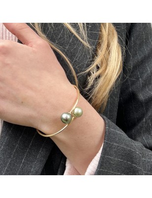 you and I gold bracelet with big tahitian pearls price - perla Tahiti