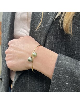 you and I gold bracelet with big tahitian pearls price - perla Tahiti