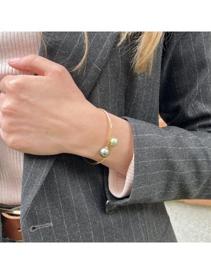 you and I gold bracelet with big tahitian pearls price - perla Tahiti