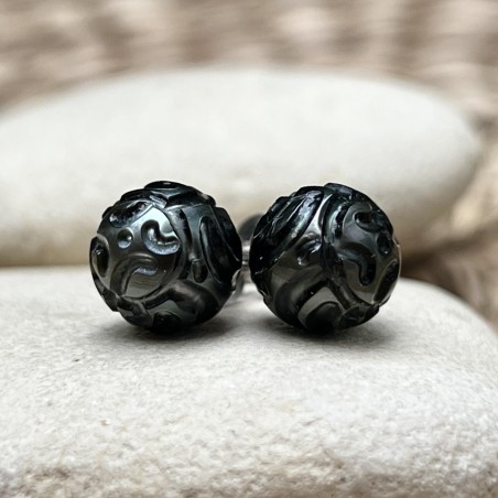 où acheter des perles noires gravées en boucles d'oreilles ? bijou tahitien