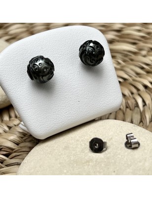 où acheter des perles noires gravées en boucles d'oreilles ? bijou tahitien
