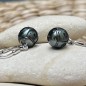 Vai Moana - Engraved Tahitian Pearls - Green - Earrings