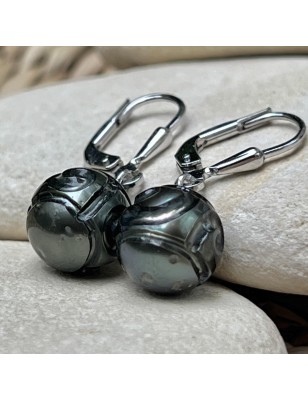 où trouver des perles noires gravées en boucles d'oreilles et le prix ? bijou tahitien