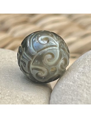 engraved tahitian pearl price - white cultured pearl from Tahiti