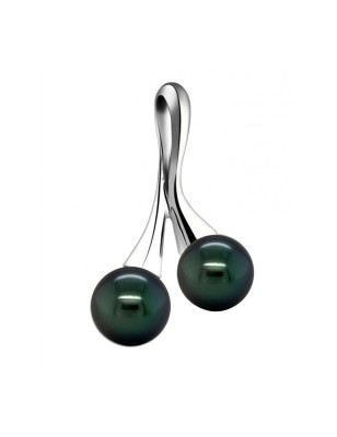 price of black pearls on silver pendant with cultured pearls from Tahiti - perla Tahiti - tahitian jewelry