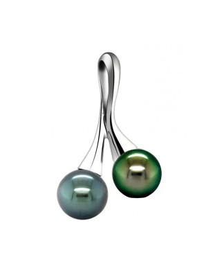 price of black pearls on silver pendant with cultured pearls from Tahiti - perla Tahiti - tahitian jewelry