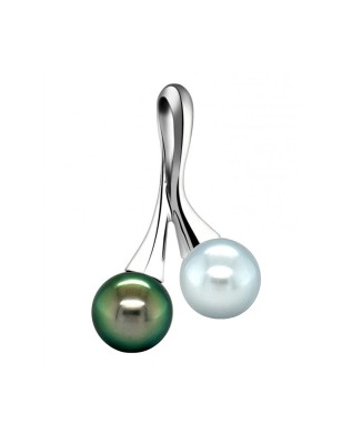 prix perles noires en pendentif argent toi et moi et perles de culture de Tahiti