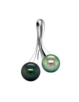 price of black pearls on silver pendant with cultured pearls from Tahiti - perla Tahiti - tahitian jewelry