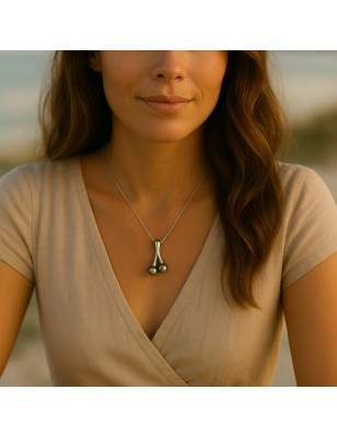 price of black pearls on silver pendant with cultured pearls from Tahiti - perla Tahiti - tahitian jewelry