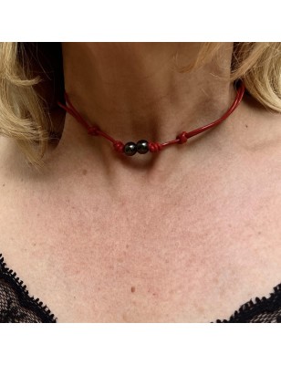 acheter collier homme perles noires de Tahiti prix - ras de cou cuir avec une perle