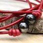 Ura Pō - Choker in pelle - Perle nere di Tahiti