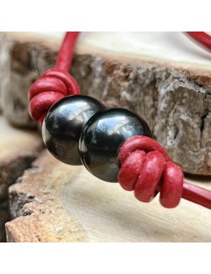 acheter collier homme perles noires de Tahiti prix - ras de cou cuir avec une perle