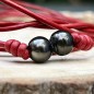 Ura Pō - Tahitian Black Pearls - Leather Choker