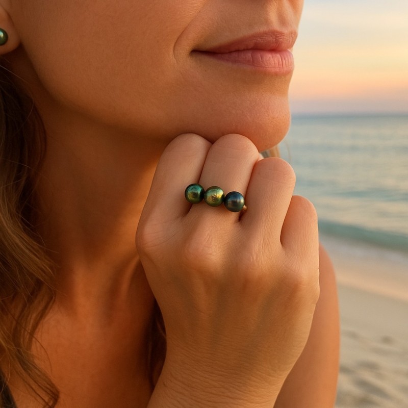 Toru Here - Bague Or 18 Carats - Perles de Tahiti