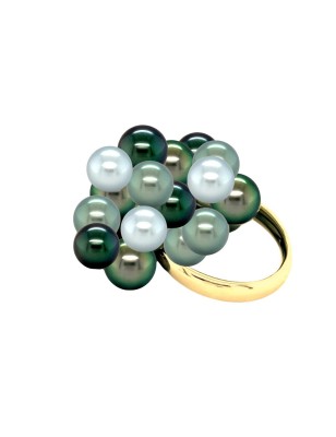 bague en or avec plein de perles de Tahiti
