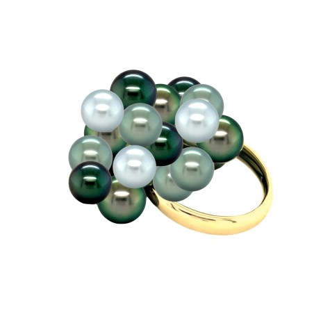 Vaianu - Twenty Tahitian Pearls - 18k Gold Ring