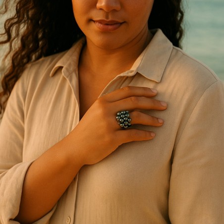 bague avec plein de perles de Tahiti prix