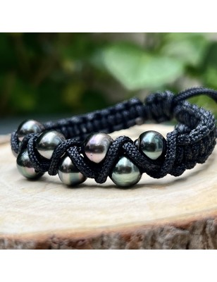 Akiri - Huit Perles de Tahiti Peacock Cerclées