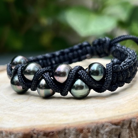 Akiri - Huit Perles de Tahiti Peacock Cerclées