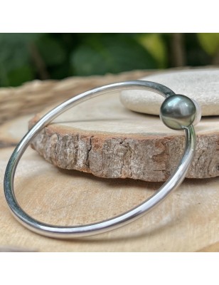 silver you and me bangle tahitian cultured pearls price - perla Tahiti