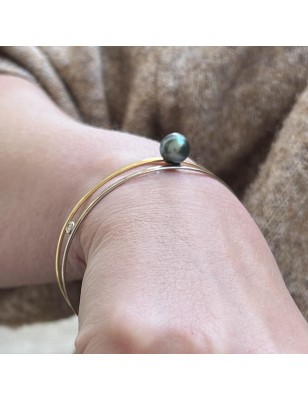 bracelet jonc or jaune et rose perle de tahiti prix