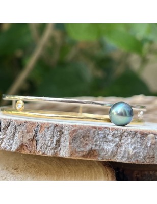 bracelet jonc or jaune et rose perle de tahiti prix