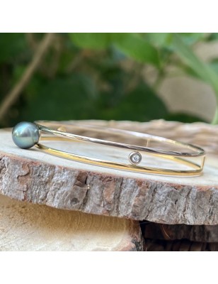 bracelet jonc or jaune et rose perle de tahiti prix