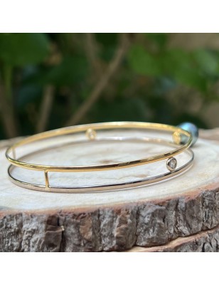 bracelet jonc or jaune et rose perle de tahiti prix