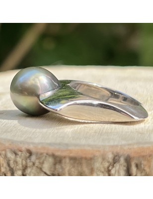 prix d'une grosse perle de tahiti montée sur une bague en argent - perle tahitienne