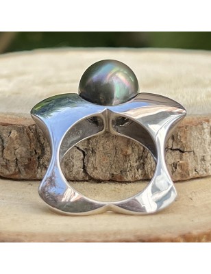 price for a big pearl from tahiti on silver ring - tahitian jewel