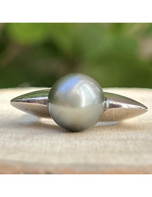 Exquisite Tahitiperle – 11,88 mm – rhodinierter Silberring