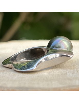 Exquisite Tahitiperle – 11,88 mm – rhodinierter Silberring