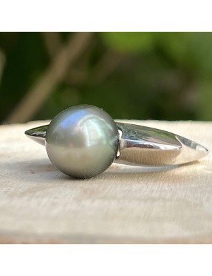 Sublime Perle de Tahiti - 11.88mm - Bague Argent Rhodié