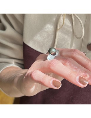 prix d'une grosse perle de tahiti montée sur une bague en argent - perle tahitienne
