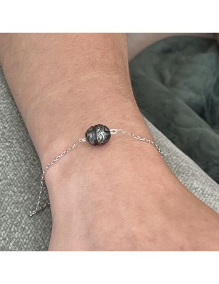 meaning engraved pearl siver bracelet tahitian cultured pearl price - perla Tahiti