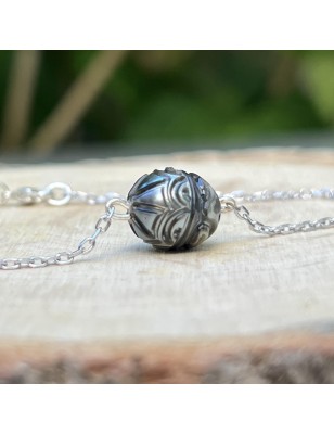 meaning engraved pearl siver bracelet tahitian cultured pearl price - perla Tahiti