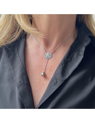 tiare tahiti avec une perle de Tahiti en collier - bijou tahitien