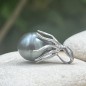 Oktopus-Anhänger aus Tahitiperle – rhodiniertes Silber