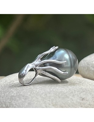 meaning octopus silver pendant tahitian cultured pearl price - perla Tahiti cultured pearls