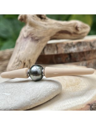peacock color pearl from Tahiti in masculin bracelet price - tahitian bracelet cultured pearls