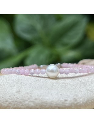 Bracelet ローズクォーツと淡水パール