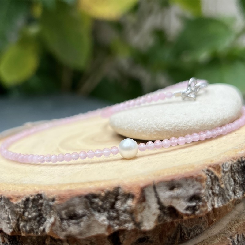 Freshwater Pearl and Pink Quartz Necklace