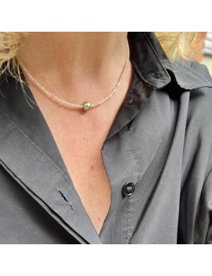 pouvoir de la pierre de soleil en collier et perle de Tahiti en collier sunstone prix