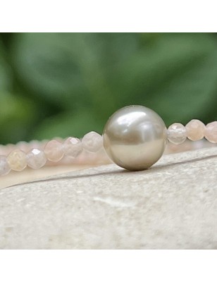 pouvoir de la pierre de soleil en collier et perle de Tahiti en collier sunstone prix
